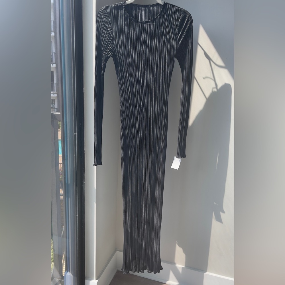 Black Pleated Bodycon Dress